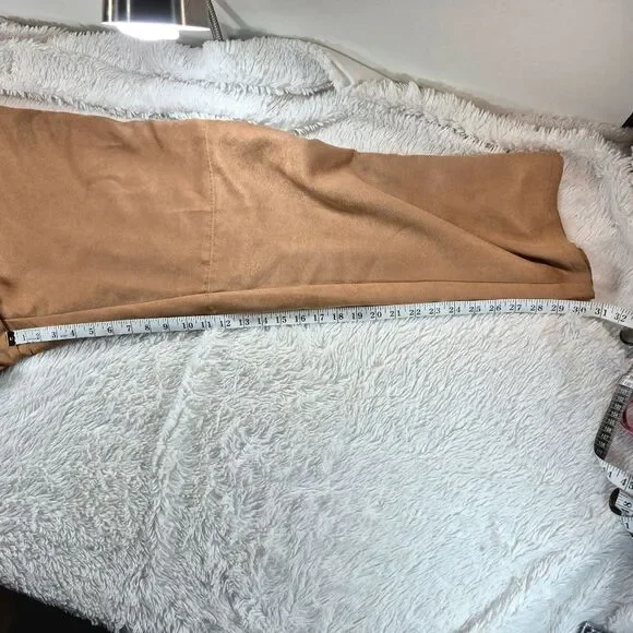 Emma James Faux Suede Tan High Waisted Straight Leg Pants Size 16 Vintage - Picture 7 of 10